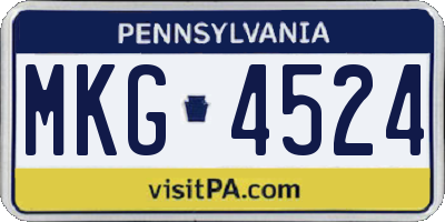 PA license plate MKG4524