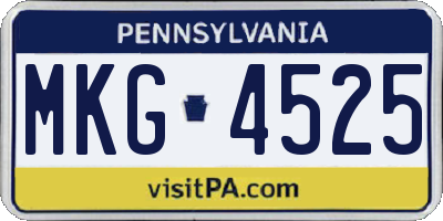 PA license plate MKG4525