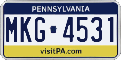 PA license plate MKG4531
