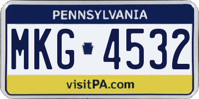 PA license plate MKG4532