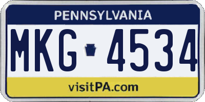 PA license plate MKG4534
