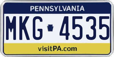 PA license plate MKG4535