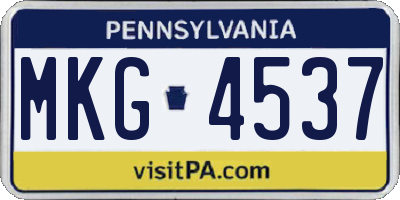 PA license plate MKG4537