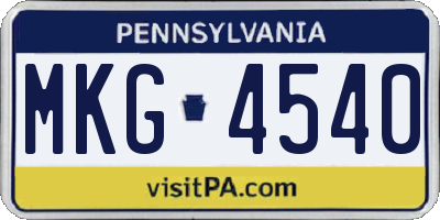 PA license plate MKG4540