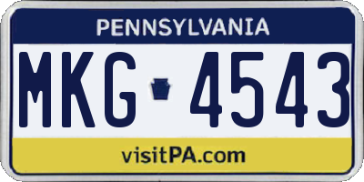 PA license plate MKG4543