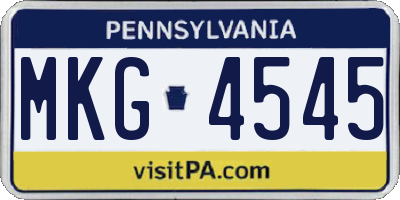 PA license plate MKG4545