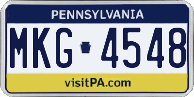 PA license plate MKG4548