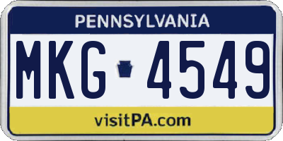 PA license plate MKG4549