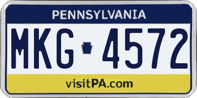 PA license plate MKG4572