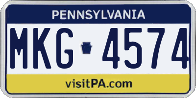 PA license plate MKG4574