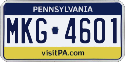 PA license plate MKG4601