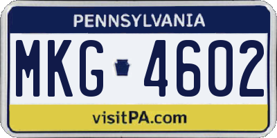 PA license plate MKG4602
