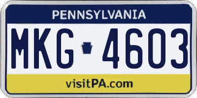 PA license plate MKG4603