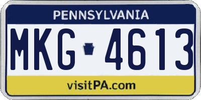 PA license plate MKG4613