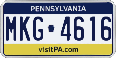 PA license plate MKG4616