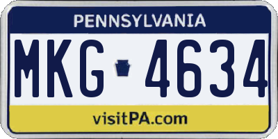 PA license plate MKG4634