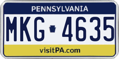 PA license plate MKG4635