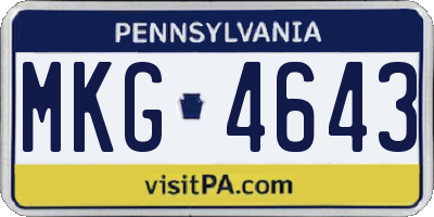 PA license plate MKG4643
