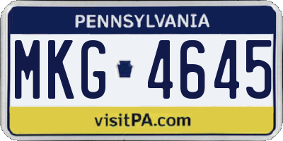 PA license plate MKG4645