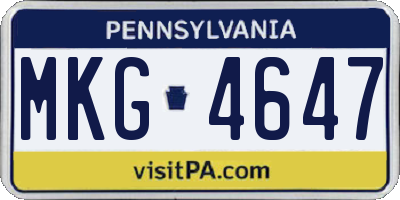 PA license plate MKG4647