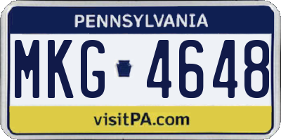 PA license plate MKG4648