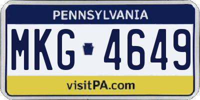 PA license plate MKG4649