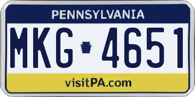 PA license plate MKG4651