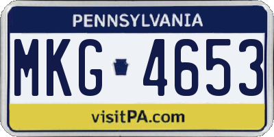 PA license plate MKG4653