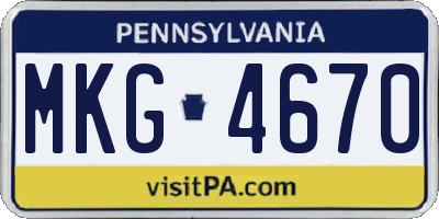 PA license plate MKG4670