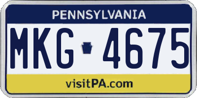PA license plate MKG4675