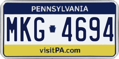 PA license plate MKG4694