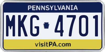 PA license plate MKG4701