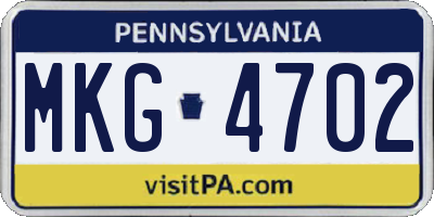 PA license plate MKG4702