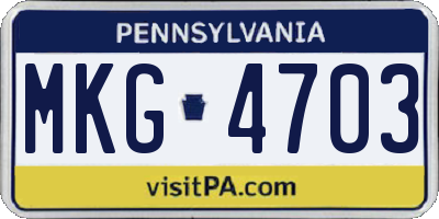 PA license plate MKG4703