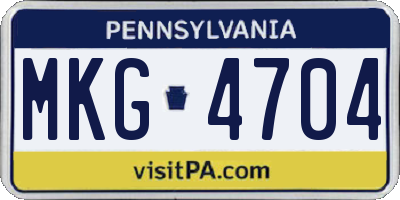 PA license plate MKG4704