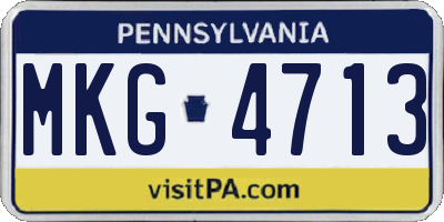 PA license plate MKG4713