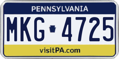 PA license plate MKG4725
