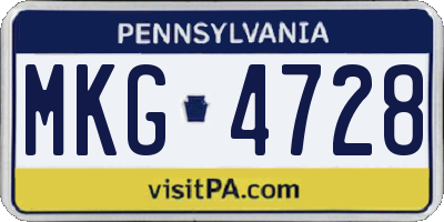 PA license plate MKG4728