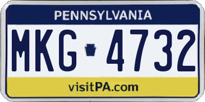 PA license plate MKG4732