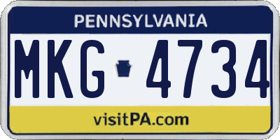 PA license plate MKG4734