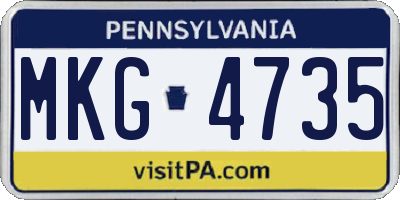 PA license plate MKG4735