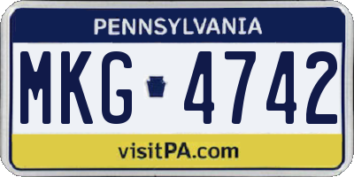PA license plate MKG4742