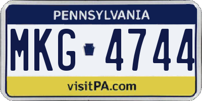PA license plate MKG4744