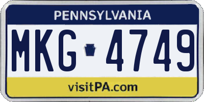 PA license plate MKG4749