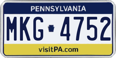 PA license plate MKG4752