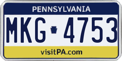 PA license plate MKG4753