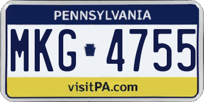 PA license plate MKG4755