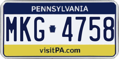 PA license plate MKG4758
