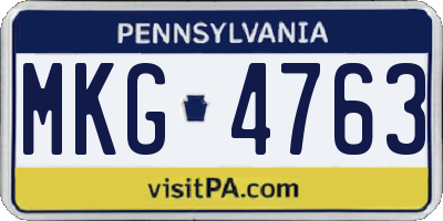 PA license plate MKG4763