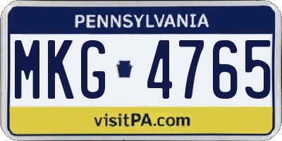 PA license plate MKG4765